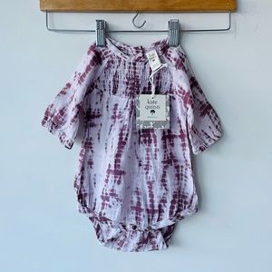 Kate Quinn Organic Cotton long sleeve bubble romper shibori playsuit NWT